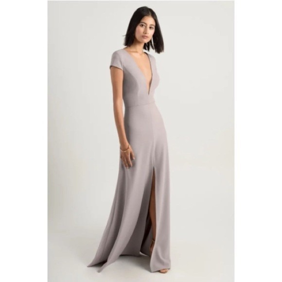 Jenny Yoo Dresses & Skirts - Jenny Yoo Collection Cara Cap Sleeve Plunging Bridesmaid Gown Maxi Size 12